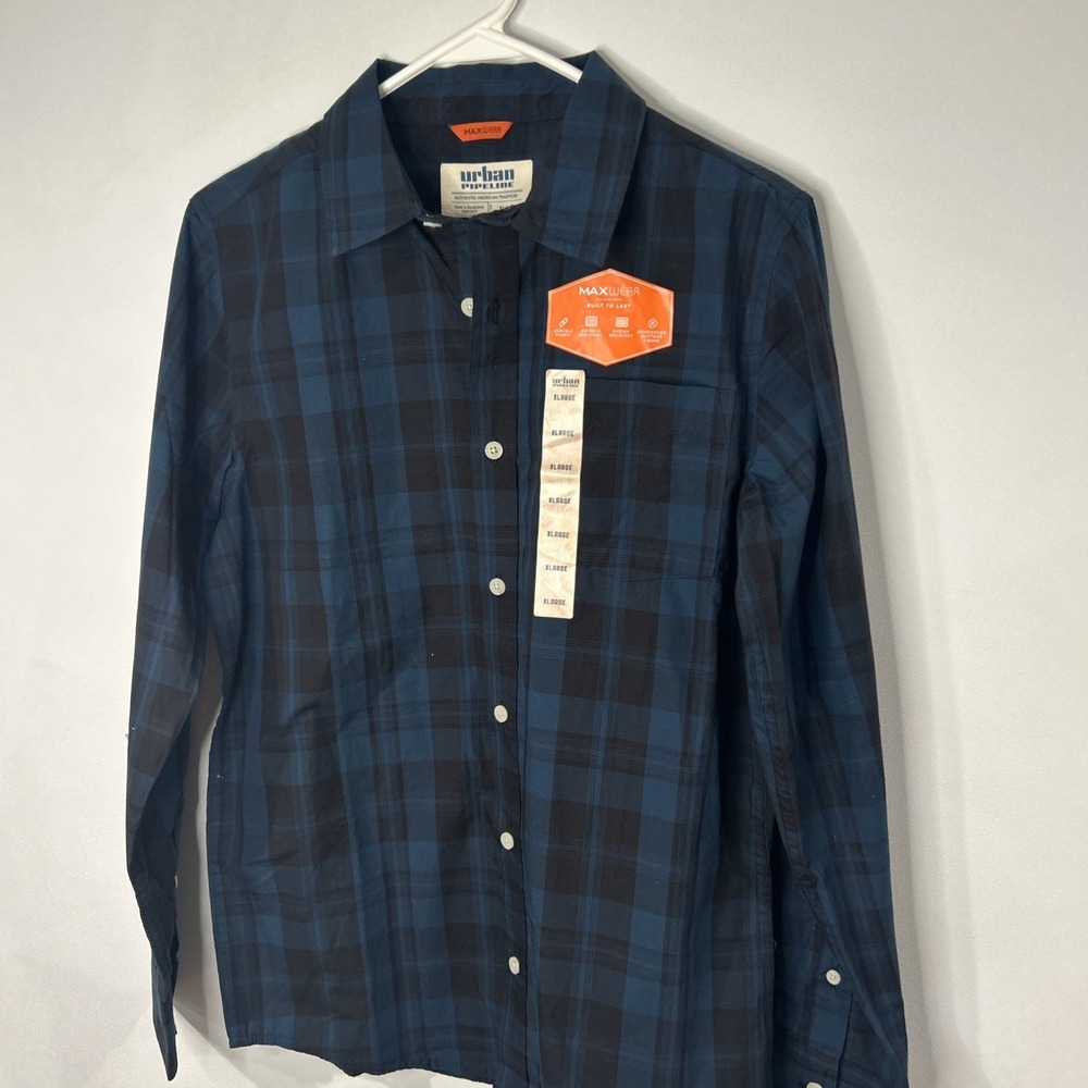 NWT Urban Pipeline Plaid Long Sleeve Shirt Youth/Teen size XL